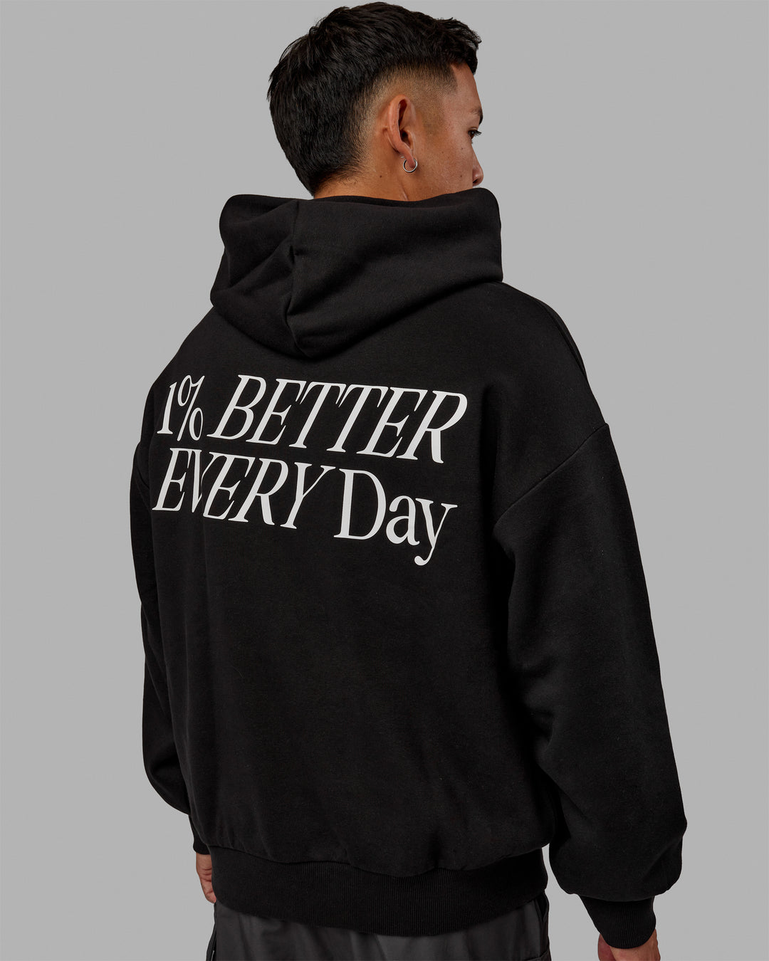 Man wearing Unisex VS6 Hoodie Oversize - Black-White - view 7