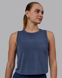 Woman wearing Vital Cropped Training Tank - Midnight Blue | Thumbnail Index: 1