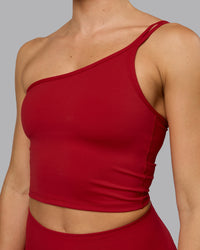 Woman wearing Vivid Skimmer Shelf Bra Tank - Cherry Red | Thumbnail Index: 4
