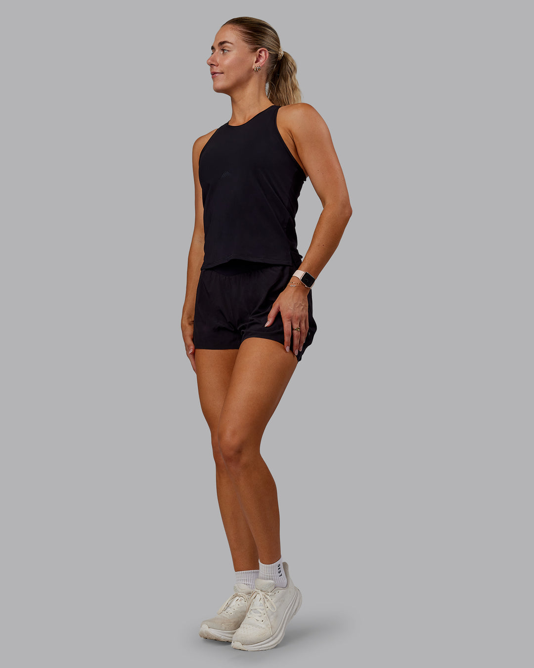 Woman wearing Cadence Tank - Black - view 5