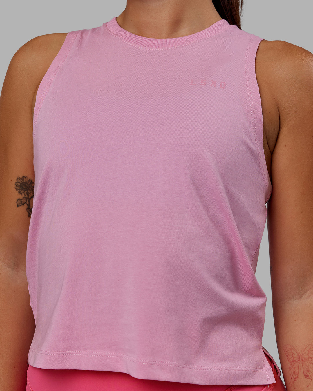 Woman wearing Deluxe PimaFLX Tank - Bubblegum - view 4