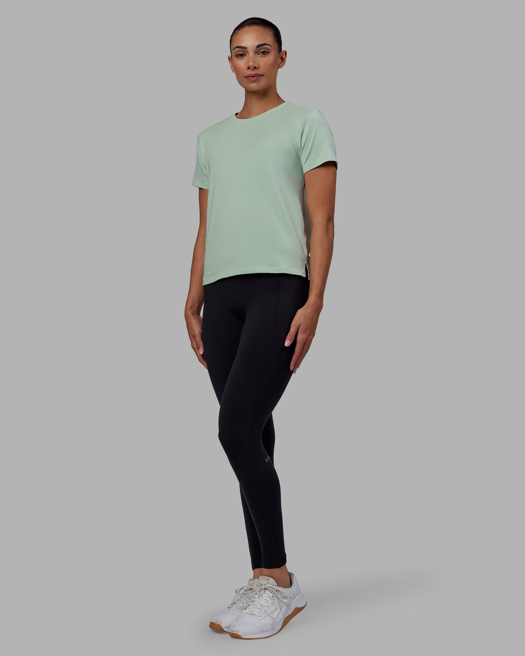 Woman wearing Deluxe PimaFLX Tee - Surf Spray - view 5