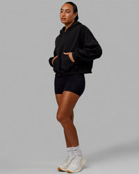Woman wearing Love The Run Hoodie - Black | Thumbnail Index: 2