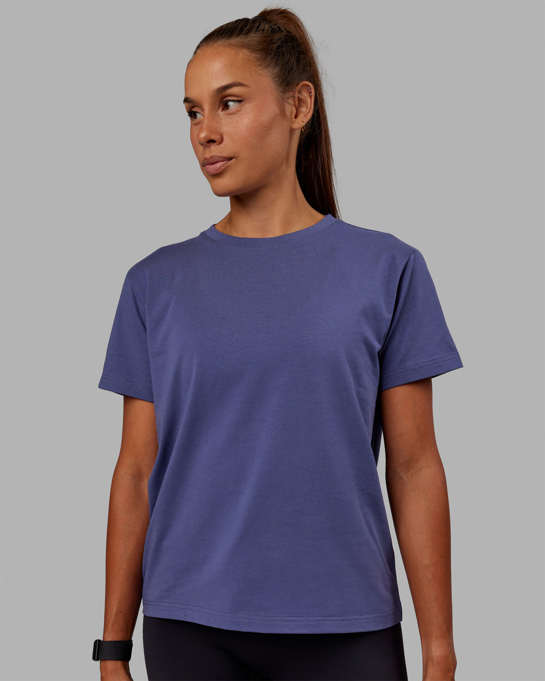 Woman wearing Love The Run FLXCotton Tee - Future Dusk-Galactic Lilac - view 3