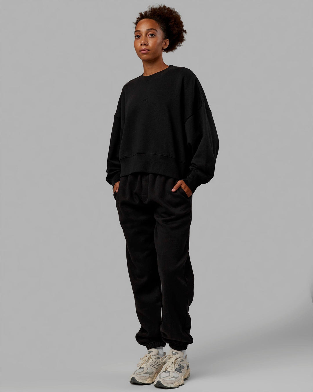 Woman wearing MVP Oversized Sweater - Black-Black - view 6