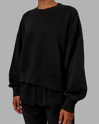 Woman wearing MVP Oversized Sweater - Black-Black | Thumbnail Index: 3