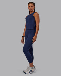 Woman wearing Deluxe PimaFLX Tank - Future Navy | Thumbnail Index: 4