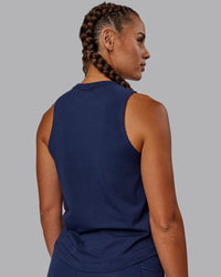 Woman wearing Deluxe PimaFLX Tank - Future Navy | Thumbnail Index: 2