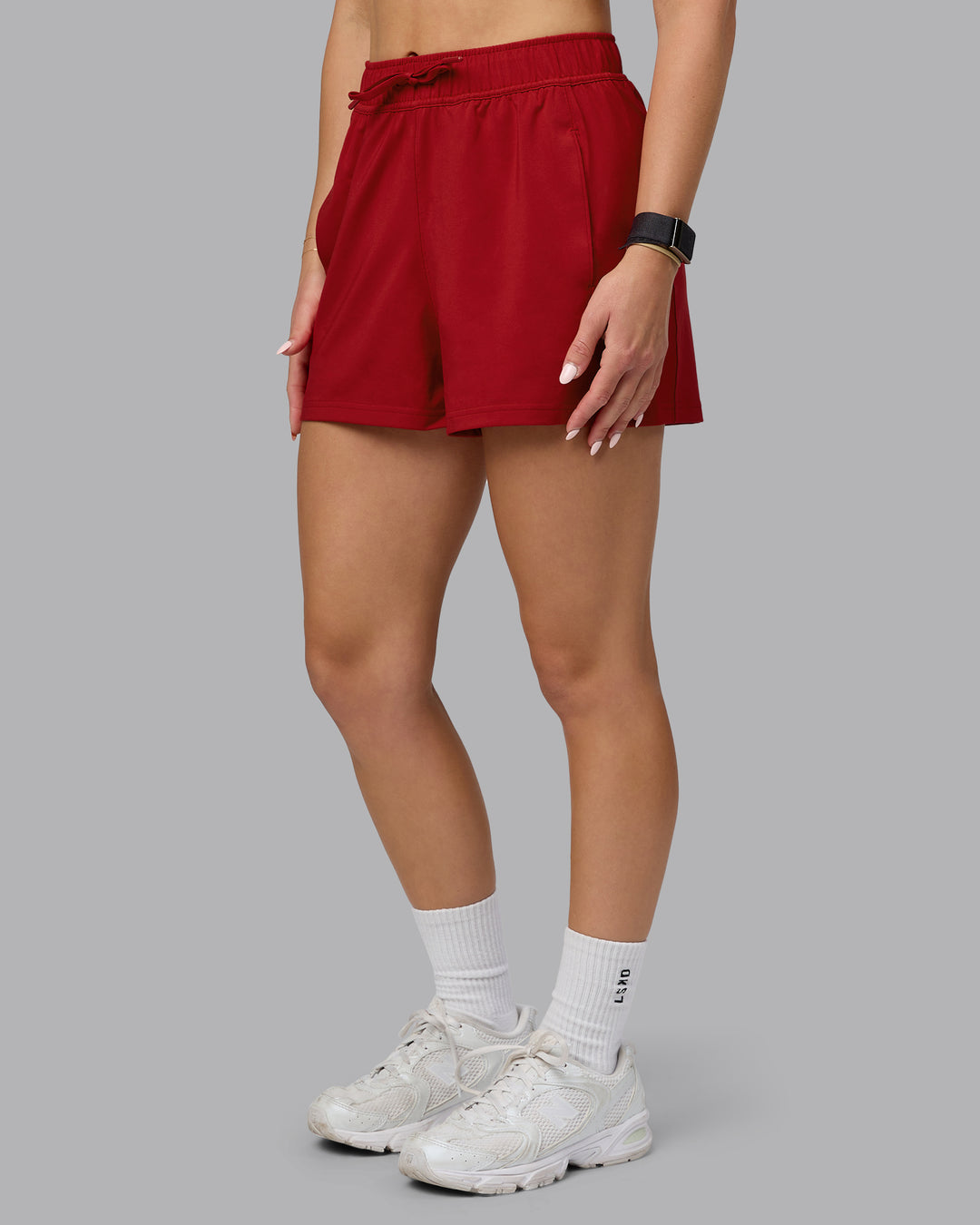 Woman wearing Restore CloudFLX Shorts - Cherry Red - view 6