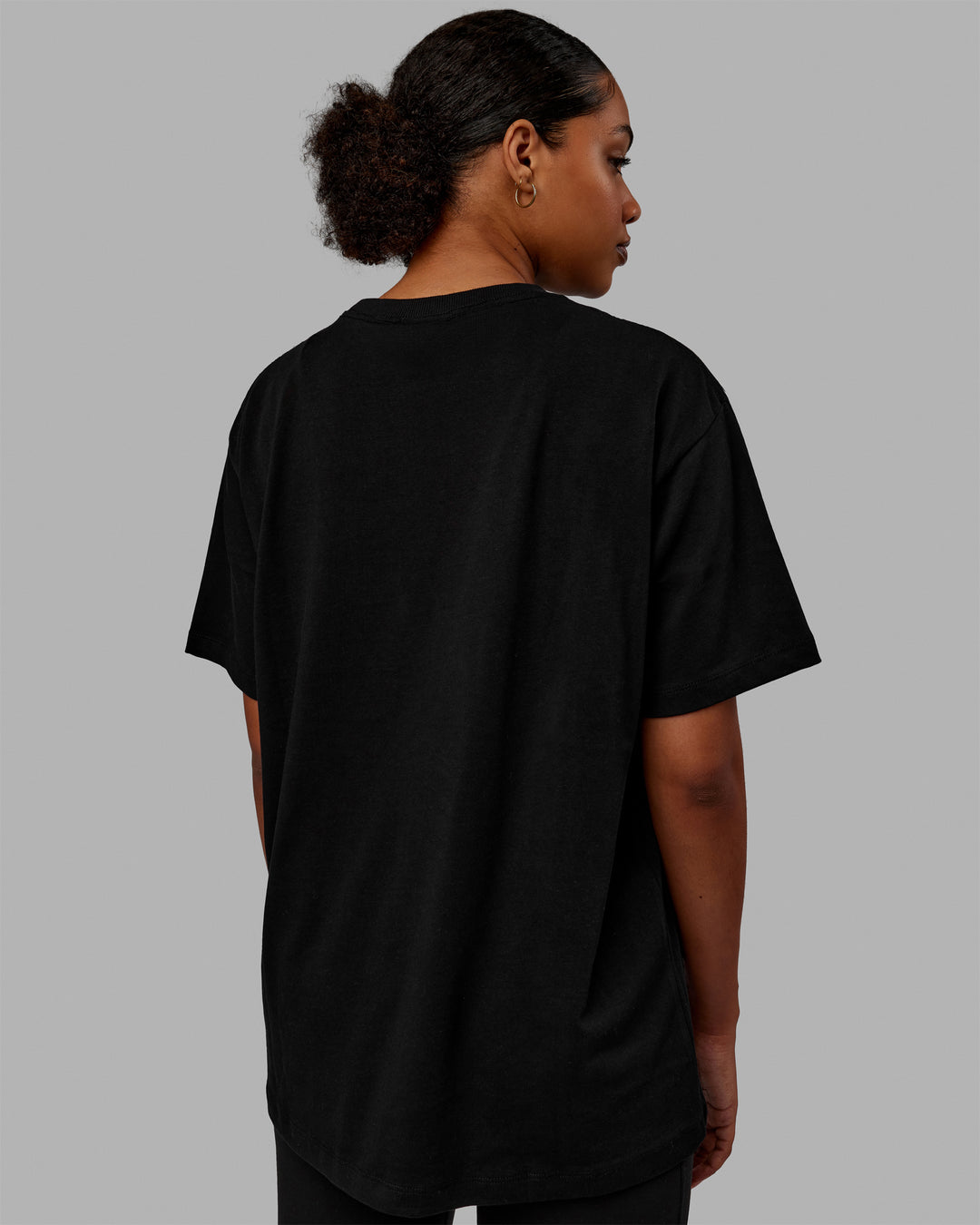 Woman wearing Stamped Heavyweight Oversized Tee - Black - view 4