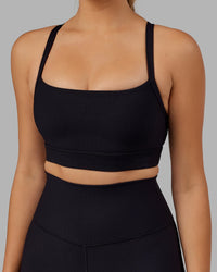 Momentum Ribbed Sports Bra - Black | Thumbnail Index: 5