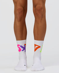 Motion Performance Crew Socks - White-Rainbow | Thumbnail Index: 3