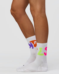 Motion Performance Crew Socks - White-Rainbow | Thumbnail Index: 0