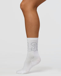 Motion Performance Crew Socks in White-Reflective | Thumbnail Index: 1