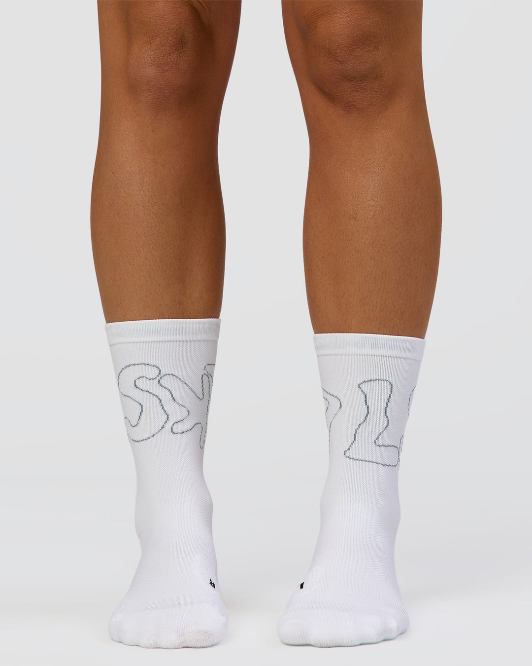 Motion Performance Crew Socks in White-Reflective - view 3