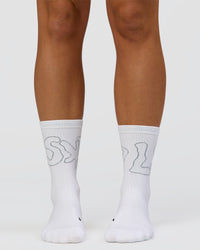 Motion Performance Crew Socks in White-Reflective | Thumbnail Index: 2