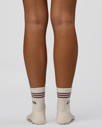 Motion Pilates Grip Socks - Off White-Hot Chocolate | Thumbnail Index: 2