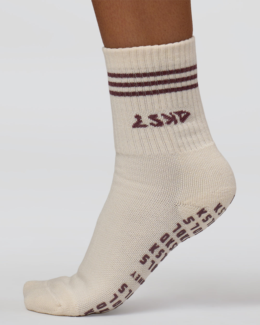Motion Pilates Grip Socks - Off White-Hot Chocolate - view 5