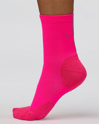 Race Performance Quarter Socks - Neon Pink-Reflective | Thumbnail Index: 0
