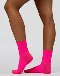 Race Performance Quarter Socks - Neon Pink-Reflective | Thumbnail Index: 1