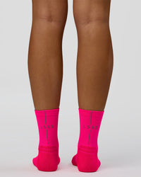 Race Performance Quarter Socks - Neon Pink-Reflective | Thumbnail Index: 4