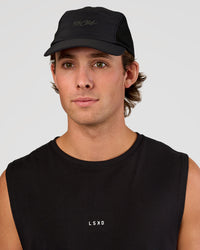 Run Club Script Cap - Black-Reflective | Thumbnail Index: 1