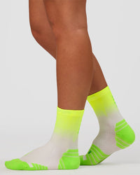 Run Performance Quarter Socks - White-Lime Glo Ombre | Thumbnail Index: 1