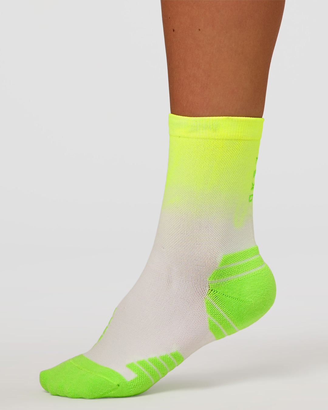 Run Performance Quarter Socks - White-Lime Glo Ombre - view 3