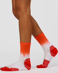 Run Performance Quarter Socks - White-Orange Ombre | Thumbnail Index: 1