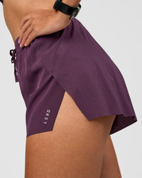 Woman wearing Accelerate 3" High-Rise Running Short - Midnight Plum | Model:Rhiley | Size:S | Thumbnail Index: 5