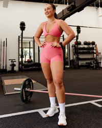 Woman wearing Agile Sports Bra - Pink Lemonade | Model:Charlotte | Size:S | Thumbnail Index: 2