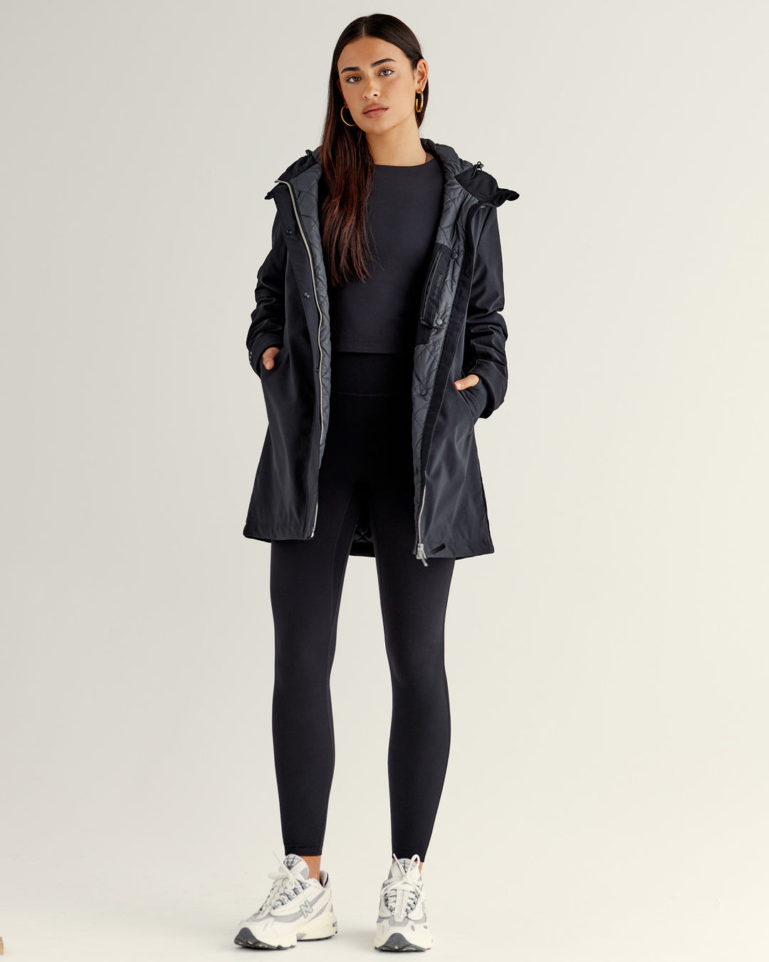 Woman wearing Auxiliary 2.0 Jacket - Black | Model:Ruby | Size:S - view 4