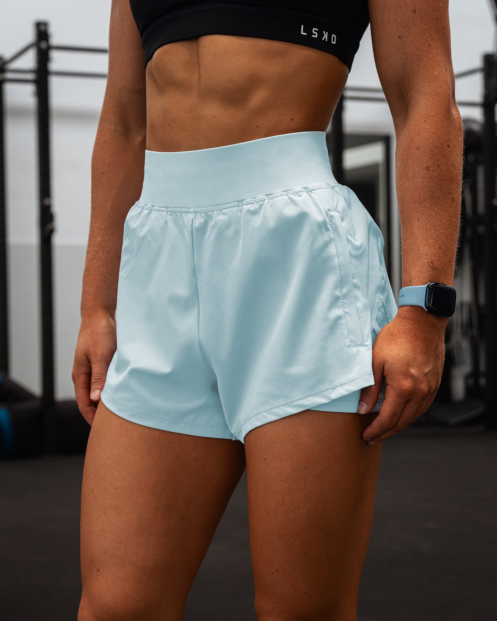 Woman wearing Challenger 3" Lined Performance Short in Skyride | Size:S | Model:Monique