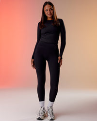 Woman wearing Embrace Thermal Long Sleeve Tee - Black | Model:Kirstyn | Size:S | Thumbnail Index: 2