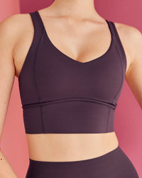 Woman wearing Function Longline Sports Bra - Midnight Plum | Model:Paradise | Size:S | Thumbnail Index: 3