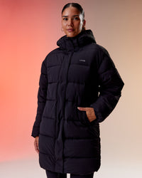 Woman wearing Go-To Puffer Long Jacket - Black | Model:Rhiley | Size:S | Thumbnail Index: 3