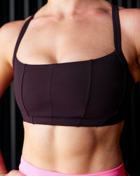 Woman wearing Momentum Corset Sports Bra - Midnight Plum | Model:Te | Size:S | Thumbnail Index: 4