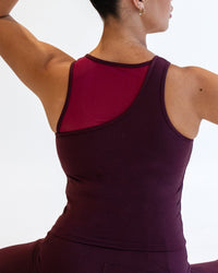 Woman wearing Motion Mesh Shelf Bra Tank - Cherry Lacquer/Plum Berry | Model:Sarah | Size:S | Thumbnail Index: 2