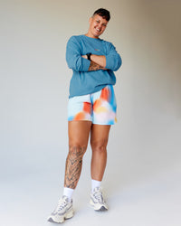Model wearing Our Journey Oversize Heavyweight FLXCotton Long Sleeve Tee - Azure Blue | Model:Em | Size:S | Thumbnail Index: 3