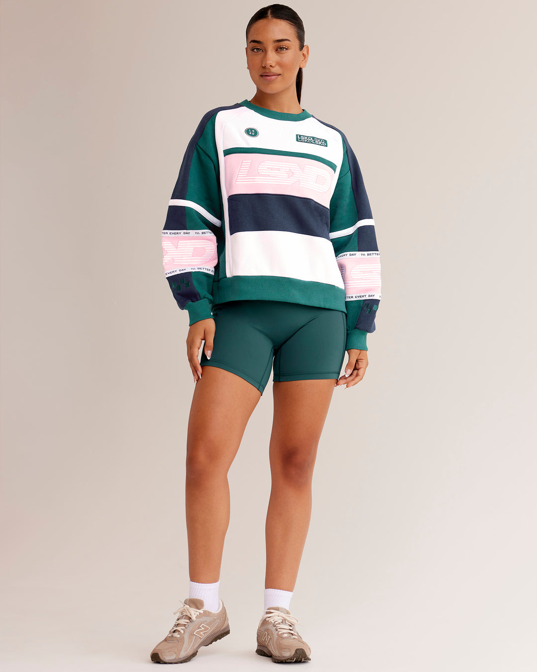 Woman wearing Power Sweater - Future Navy-Teal | Model:Ysabella | Size:S - view 6