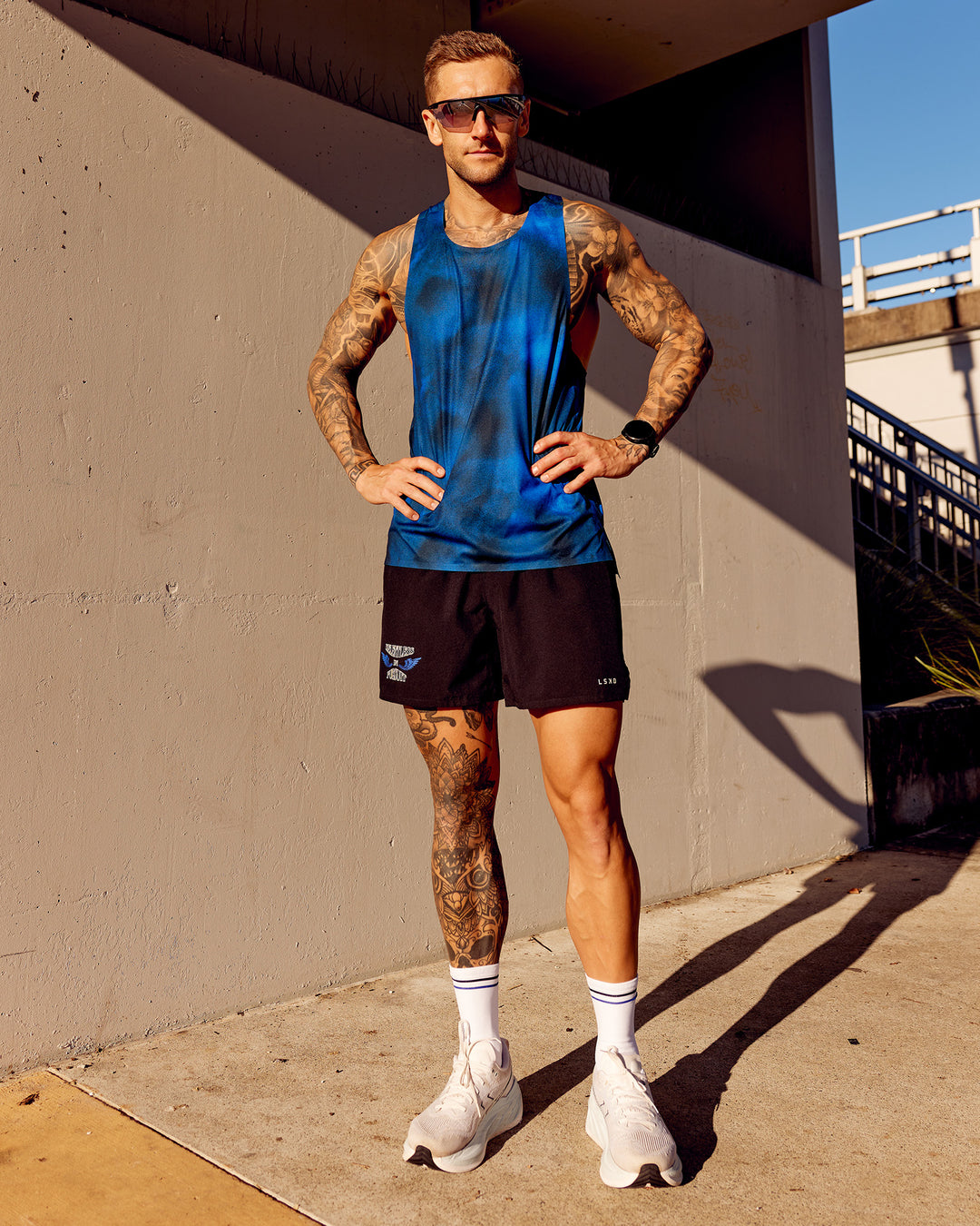 Man wearing Pursuit Training Tank - Fade Print | Model:Tommy | Size:S - view 5