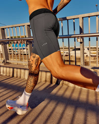 Man wearing Race Day Short Tight 8" - Dark Storm | Model:Tommy | Size:M | Thumbnail Index: 4