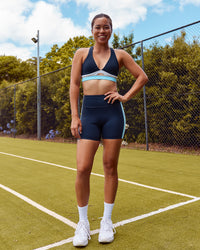 Woman wearing Revitalise Ultra High-Rise 6" Short - Future Navy-Multi | Model:Lizette | Size:S | Thumbnail Index: 3