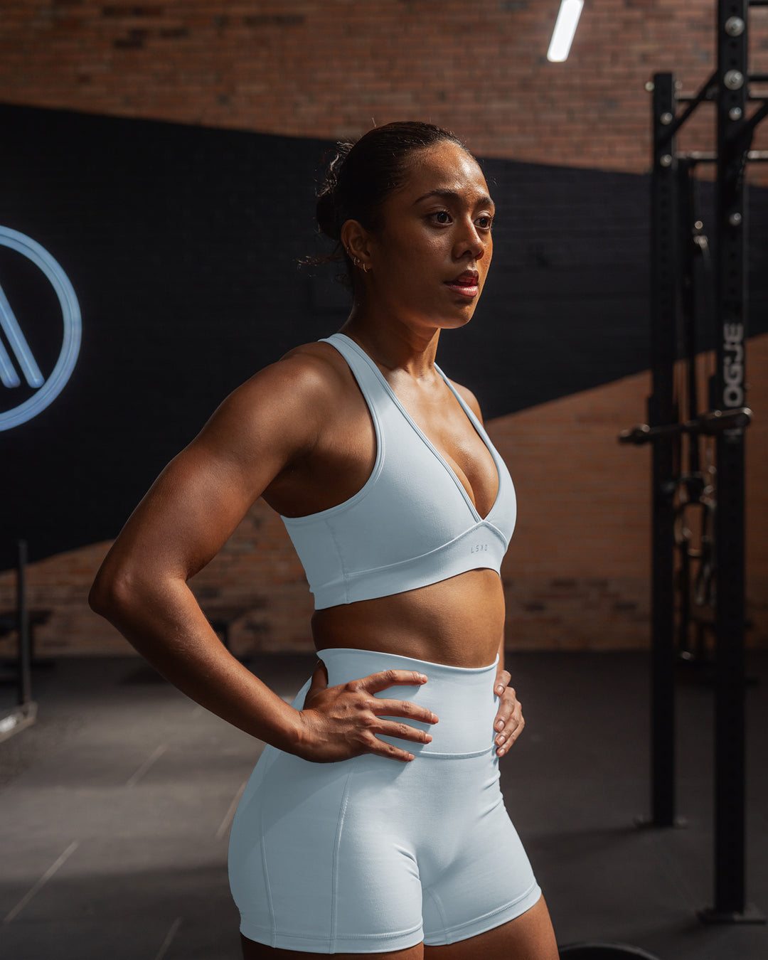 Woman wearing Stamina Sports Bra - Skyride | Size:S - view 3