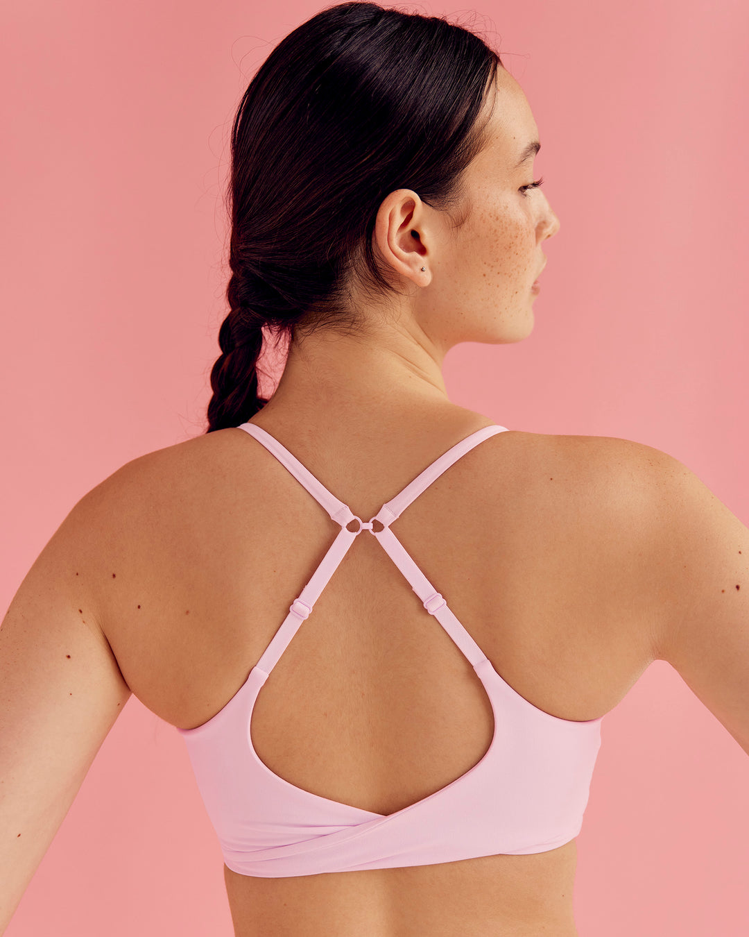 Woman wearing Twist Sports Bra - Marshmallow | Model:Paradise | Size:S - view 2