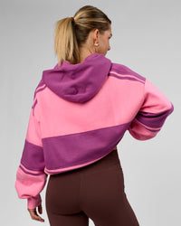 Woman wearing A-Team Oversized Hoodie - Candy Pink-Boysenberry | Model:Amity | Size:S | Thumbnail Index: 4