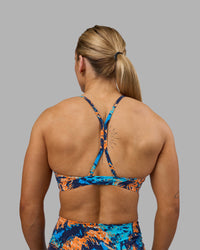 Woman wearing AMRAP High Neck Sports Bra - React Print | Model:Georgia | Size:S | Thumbnail Index: 5