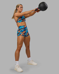 Woman wearing AMRAP High Neck Sports Bra - React Print | Model:Georgia | Size:S | Thumbnail Index: 6
