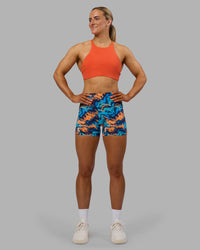 Woman wearing AMRAP High Neck Sports Bra - Ultra Orange | Model:Georgia | Size:S | Thumbnail Index: 5