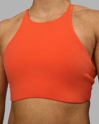 Woman wearing AMRAP High Neck Sports Bra - Ultra Orange | Model:Georgia | Size:S | Thumbnail Index: 4